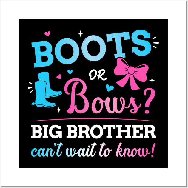 Gender reveal boots or bows brother matching baby party Wall Art by Designzz
